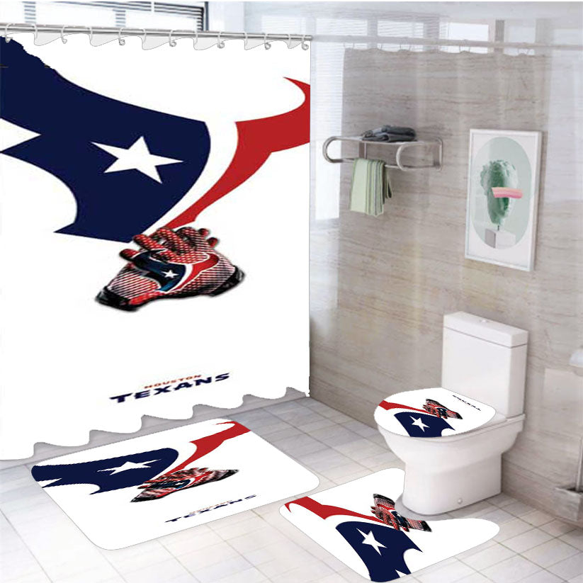 Houston Texans Gloves 4Pcs Bathroom Set Shower Curtain