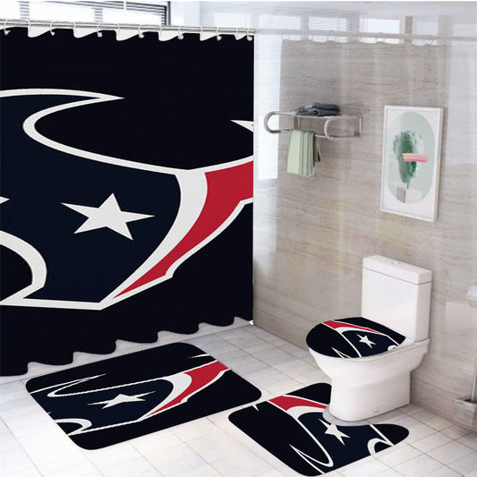 Houston Texans Nfl Logo 4Pcs Bathroom Set Shower Curtain
