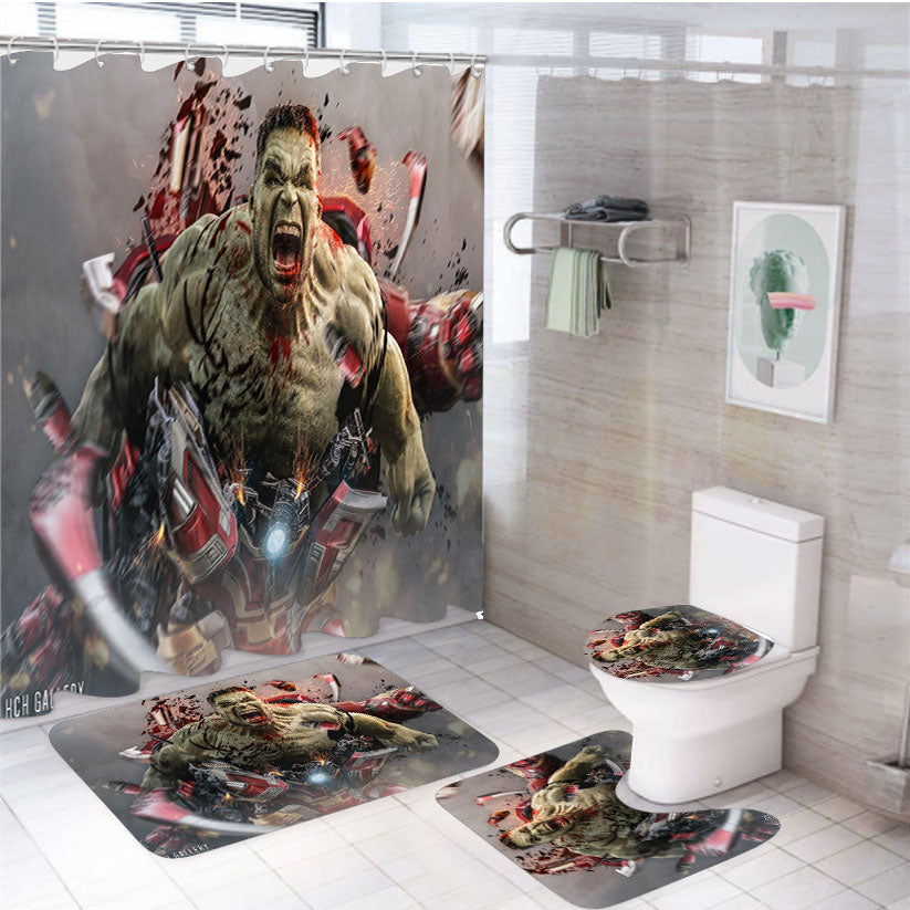 Hulk 4Pcs Bathroom Set Shower Curtain