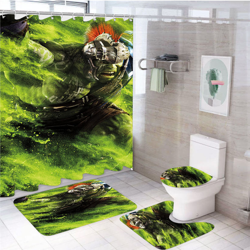 Hulk Green 4Pcs Bathroom Set Shower Curtain