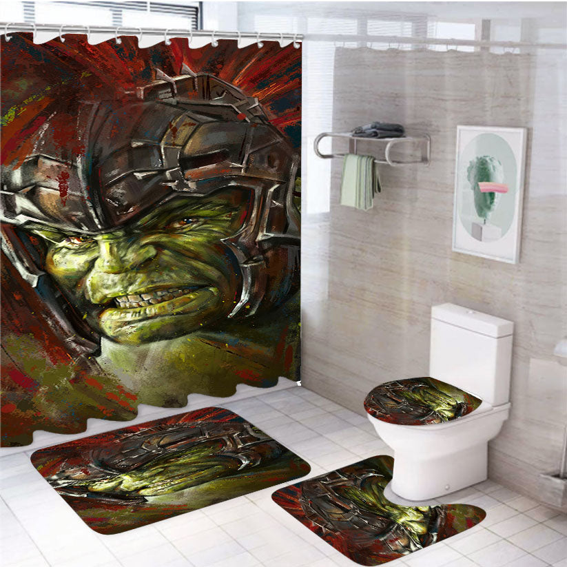 Hulk Illustration 4Pcs Bathroom Set Shower Curtain
