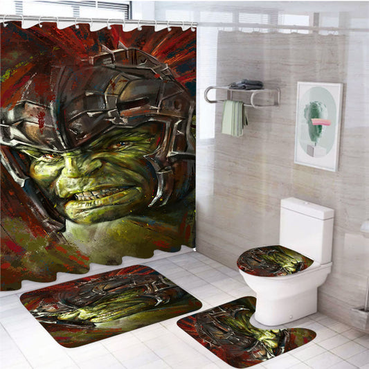 Hulk Illustration 4Pcs Bathroom Set Shower Curtain