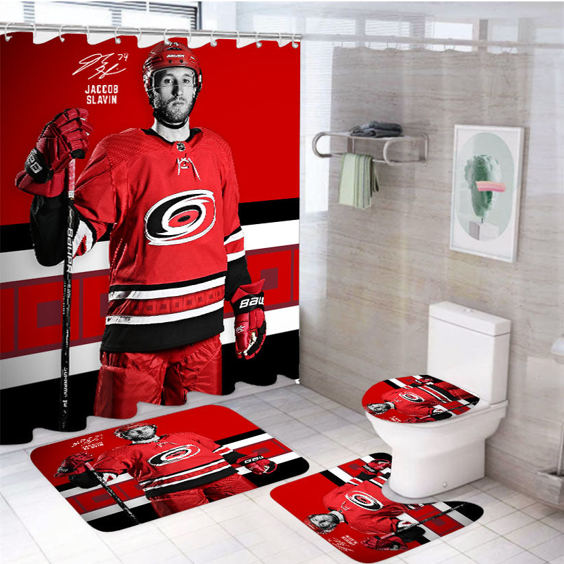 Hurricanes Uniform Nhl 4Pcs Bathroom Set Shower Curtain