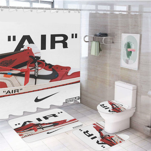 Hypebeast Air Jordan 4Pcs Bathroom Set Shower Curtain