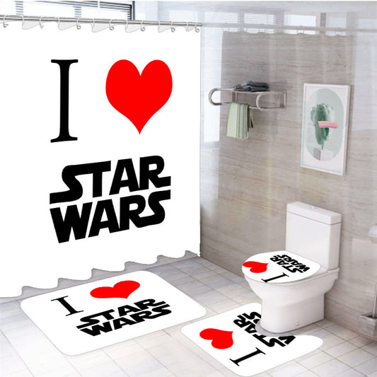 I Love Star Wars 4Pcs Bathroom Set Shower Curtain