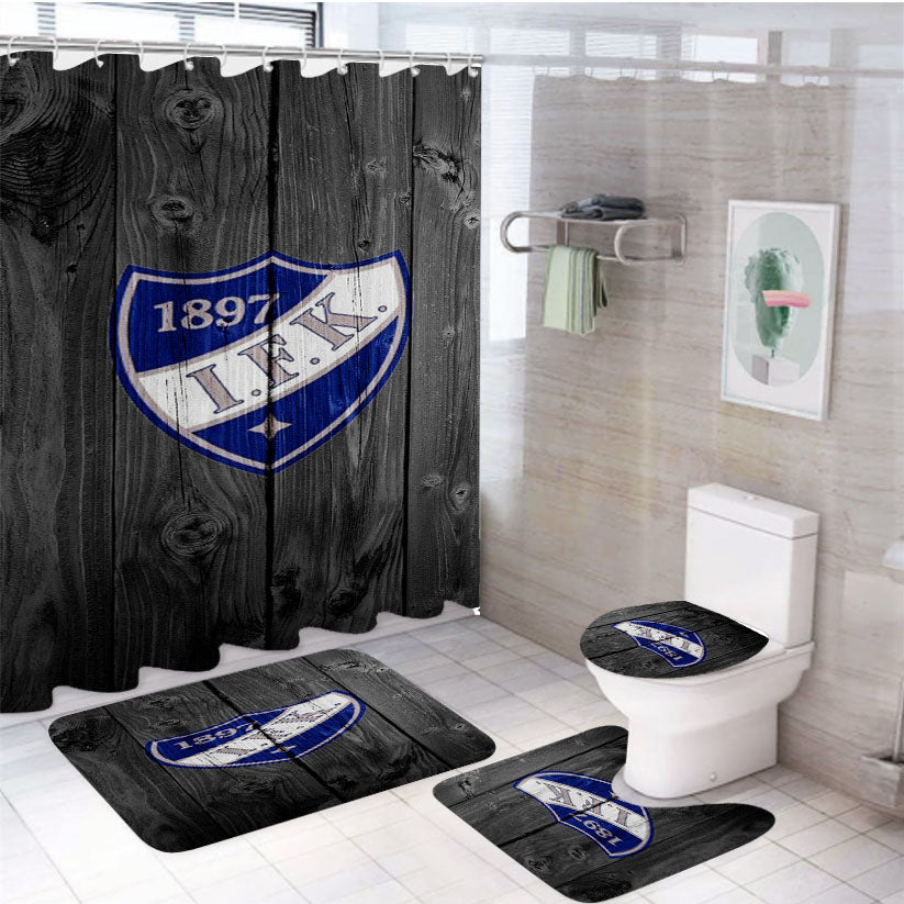 Ifk Helsinki Hifk Nhl Logo Dark Wood Wallpaper 4Pcs Bathroom Set Shower Curtain