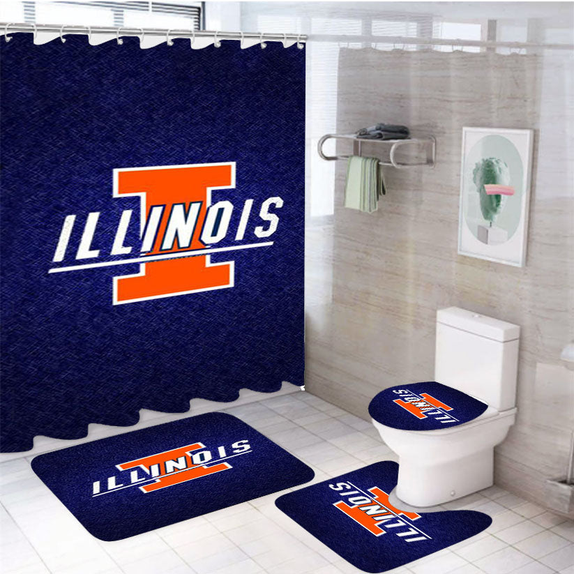 Illinois Fighting Logo 4Pcs Bathroom Set Shower Curtain