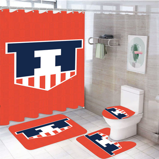 Illinois Shield 4Pcs Bathroom Set Shower Curtain
