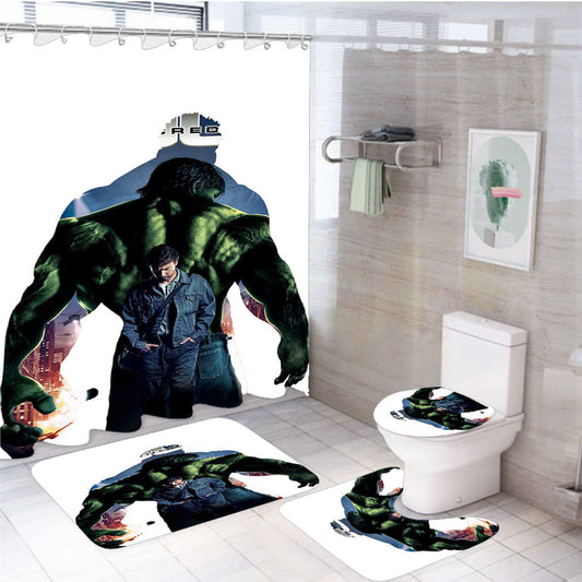 Incredible Hulk Poster 4Pcs Bathroom Set Shower Curtain