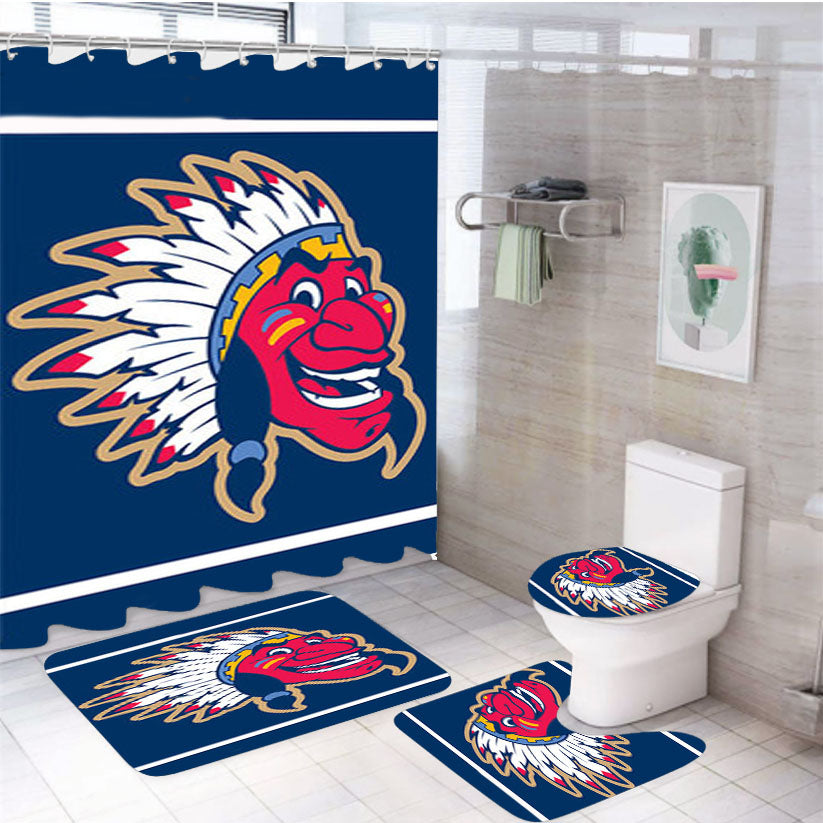 Indian Face Carttoon 4Pcs Bathroom Set Shower Curtain