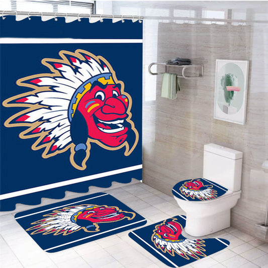 Indian Face Carttoon 4Pcs Bathroom Set Shower Curtain