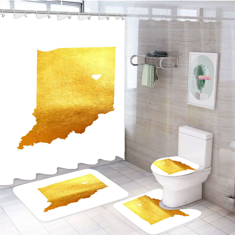 Indiana Golden State Map 4Pcs Bathroom Set Shower Curtain