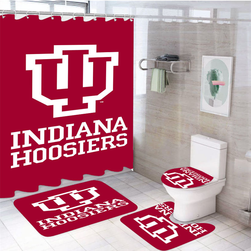 Indiana Hoosiers Logo 4Pcs Bathroom Set Shower Curtain