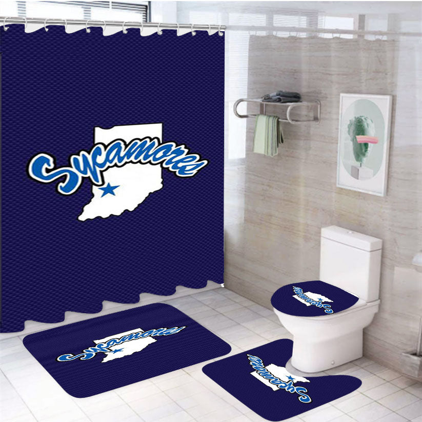 Indiana State University Sycamores 4Pcs Bathroom Set Shower Curtain
