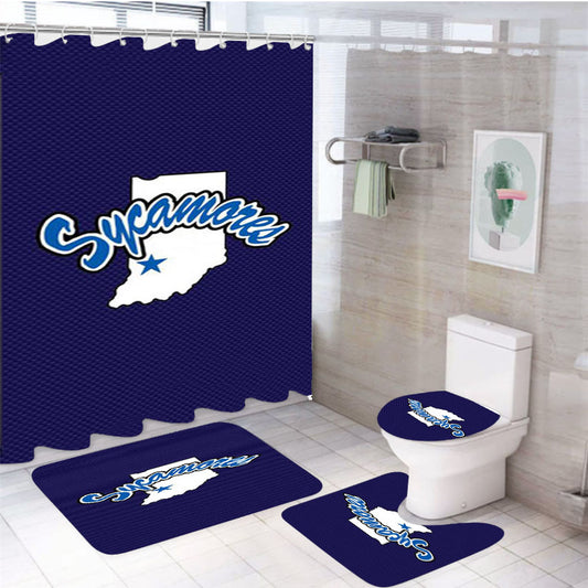 Indiana State University Sycamores 4Pcs Bathroom Set Shower Curtain