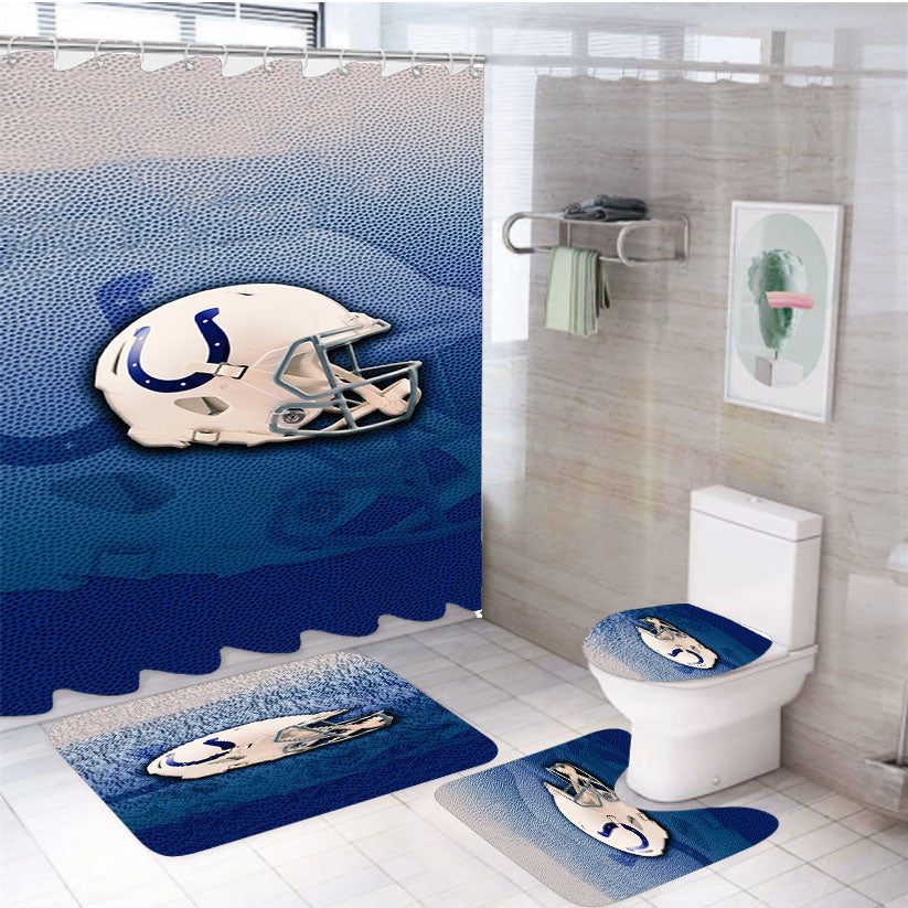 Indianapolis Colts Helmet 4Pcs Bathroom Set Shower Curtain