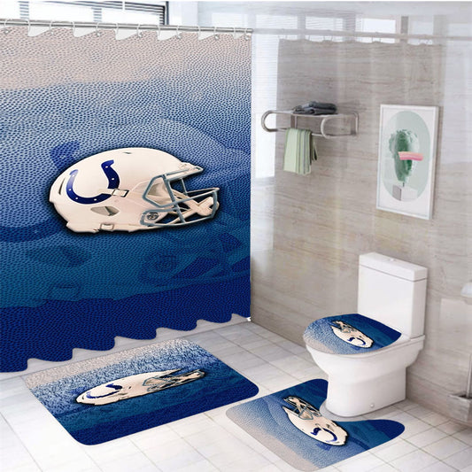 Indianapolis Colts Helmet 4Pcs Bathroom Set Shower Curtain