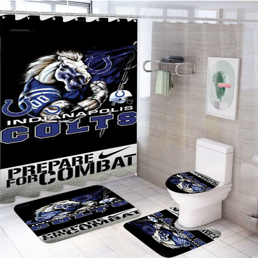 Indy Colts Horse Logo Prepare 4Pcs Bathroom Set Shower Curtain