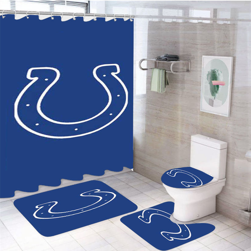 Indy Colts Logo Blue 4Pcs Bathroom Set Shower Curtain