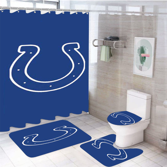 Indy Colts Logo Blue 4Pcs Bathroom Set Shower Curtain