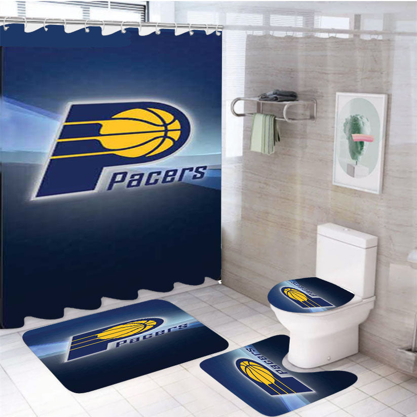 Indy Pacers Logo Texture 4Pcs Bathroom Set Shower Curtain