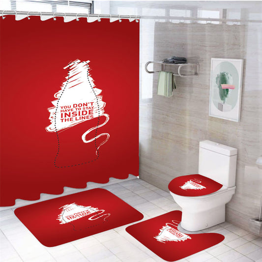 Inside The Lines Coca Cola 4Pcs Bathroom Set Shower Curtain