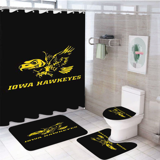 Iowa Hawkeyes Bird Logo 4Pcs Bathroom Set Shower Curtain