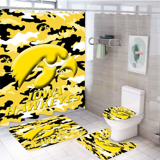 Iowa Hawkeyes Camo 4Pcs Bathroom Set Shower Curtain