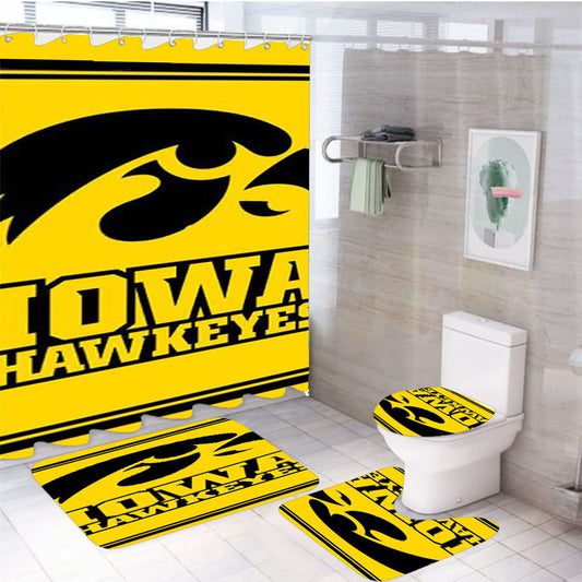 Iowa Hawkeyes Logo 4Pcs Bathroom Set Shower Curtain