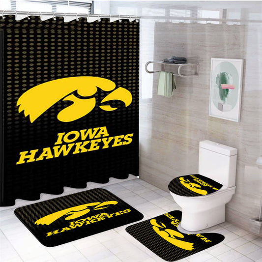 Iowa Hawkeyes Logo Dots 4Pcs Bathroom Set Shower Curtain