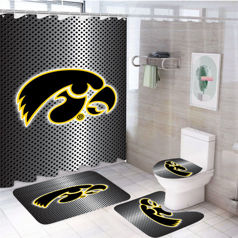 Iowa Hawkeyes New 4Pcs Bathroom Set Shower Curtain