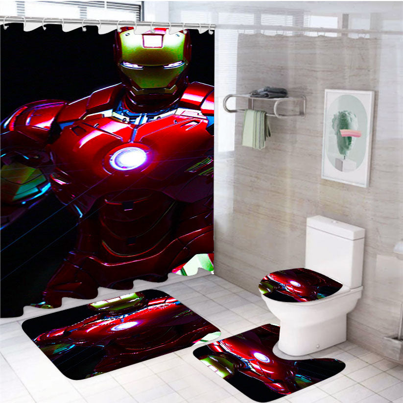 Iron Man 4Pcs Bathroom Set Shower Curtain