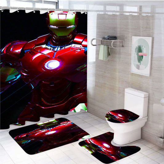 Iron Man 4Pcs Bathroom Set Shower Curtain