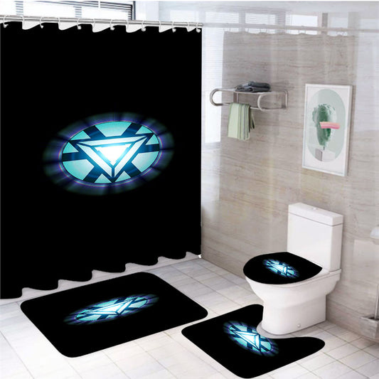 Iron Man Arc Reactor 4Pcs Bathroom Set Shower Curtain