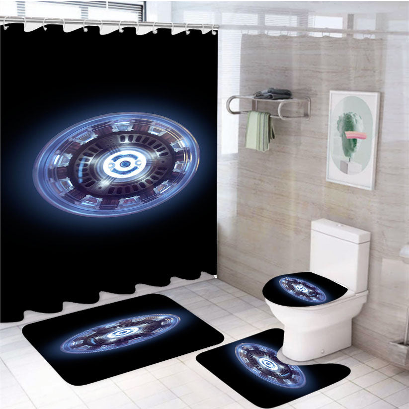Iron Man Arc Reator Circle 4Pcs Bathroom Set Shower Curtain