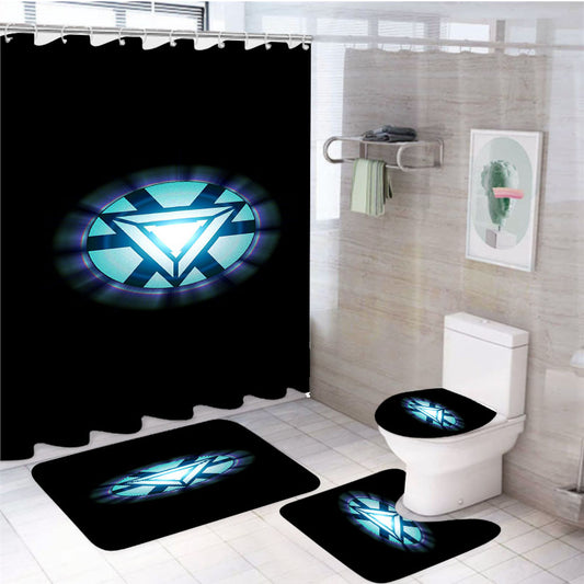 Iron Man Arc Reator Triangel 4Pcs Bathroom Set Shower Curtain