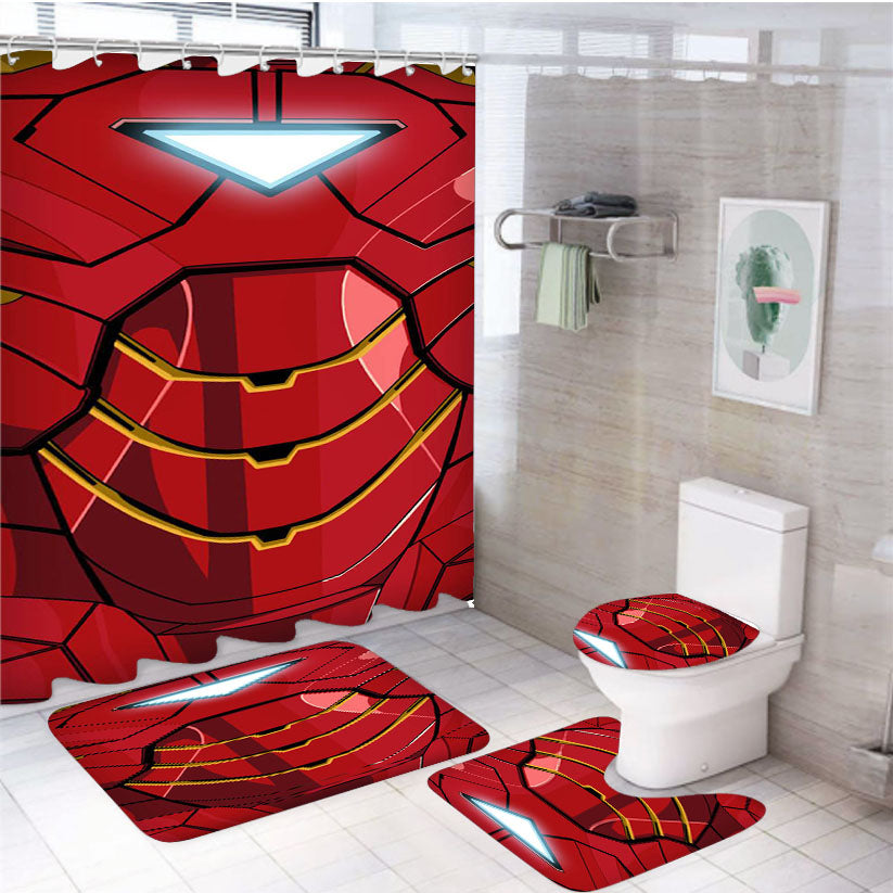Iron Man Body Wallpaper 4Pcs Bathroom Set Shower Curtain