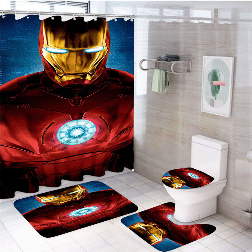 Iron Man Custom 4Pcs Bathroom Set Shower Curtain