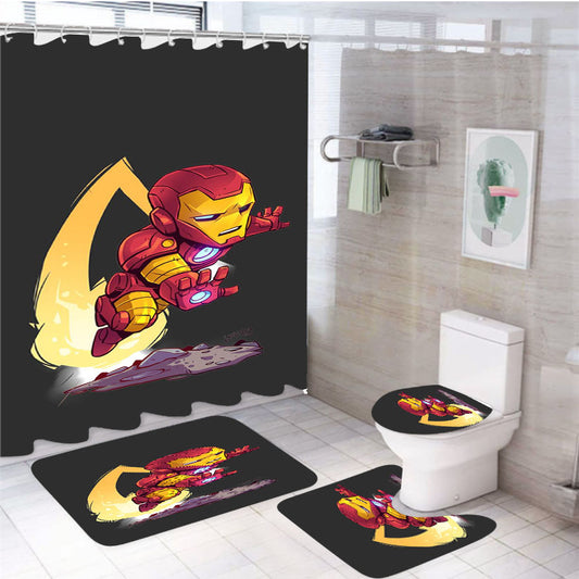 Iron Man Hd Wallpaperr 4Pcs Bathroom Set Shower Curtain