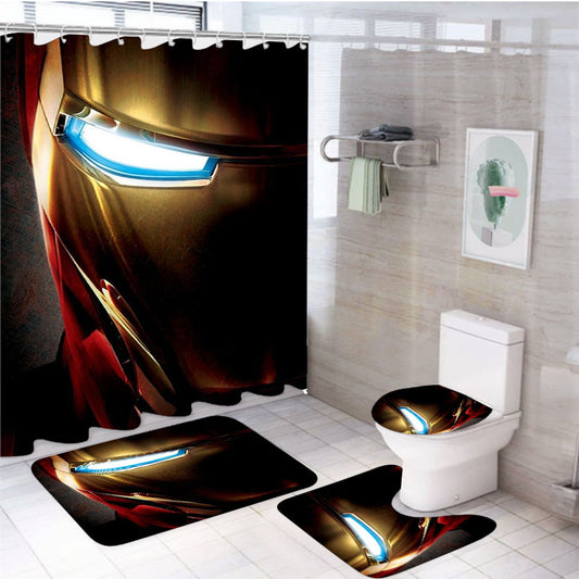 Iron Man Mask 4Pcs Bathroom Set Shower Curtain