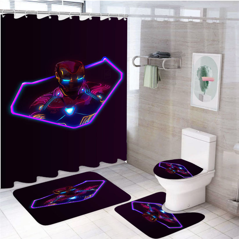 Iron Man Neon Artwork 4Pcs Bathroom Set Shower Curtain