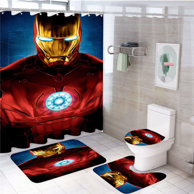 Iron Man Wallpaper Mobile 4Pcs Bathroom Set Shower Curtain