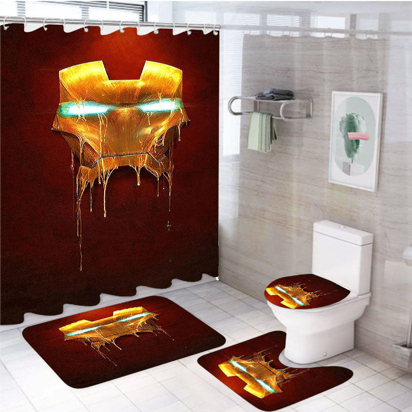 Ironman Melted Gold Mask 4Pcs Bathroom Set Shower Curtain