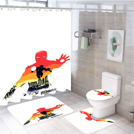 Ironman Silhouette Color 4Pcs Bathroom Set Shower Curtain