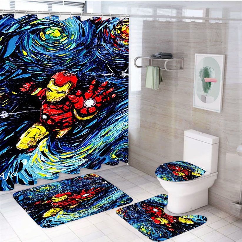 Ironman Starry Night 4Pcs Bathroom Set Shower Curtain