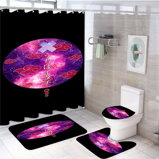Itachi 4Pcs Bathroom Set Shower Curtain