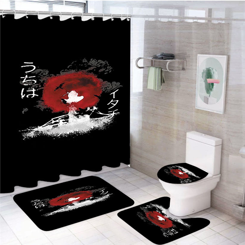 Itachi Brush 4Pcs Bathroom Set Shower Curtain