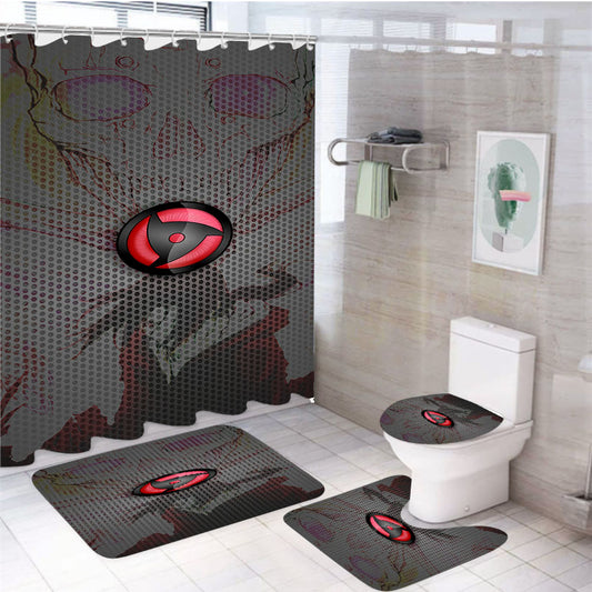 Itachi Eyes 4Pcs Bathroom Set Shower Curtain