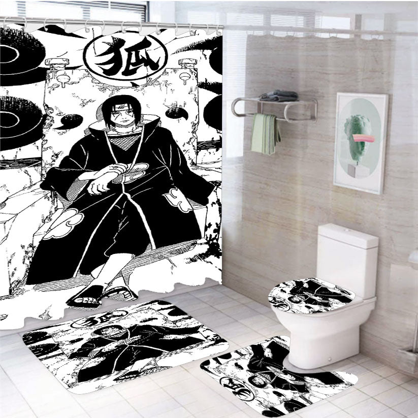 Itachi Uchiha Manga 4Pcs Bathroom Set Shower Curtain