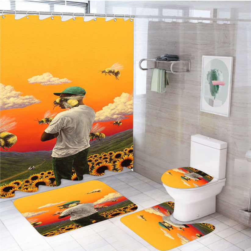J Cole Bee Garden Sunset 4Pcs Bathroom Set Shower Curtain